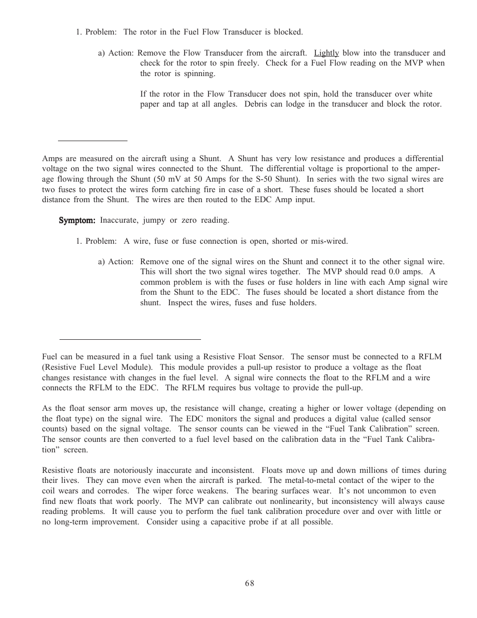 7 amp problem, 8 resistive fuel level problem | Electronics International MVP-50P User Manual | Page 70 / 106