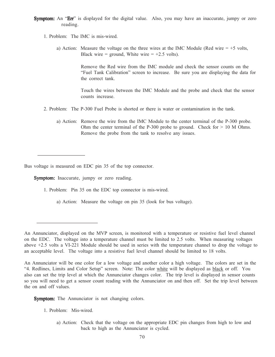10 voltage problem, 11 annunciator problem | Electronics International MVP-50P User Manual | Page 72 / 106