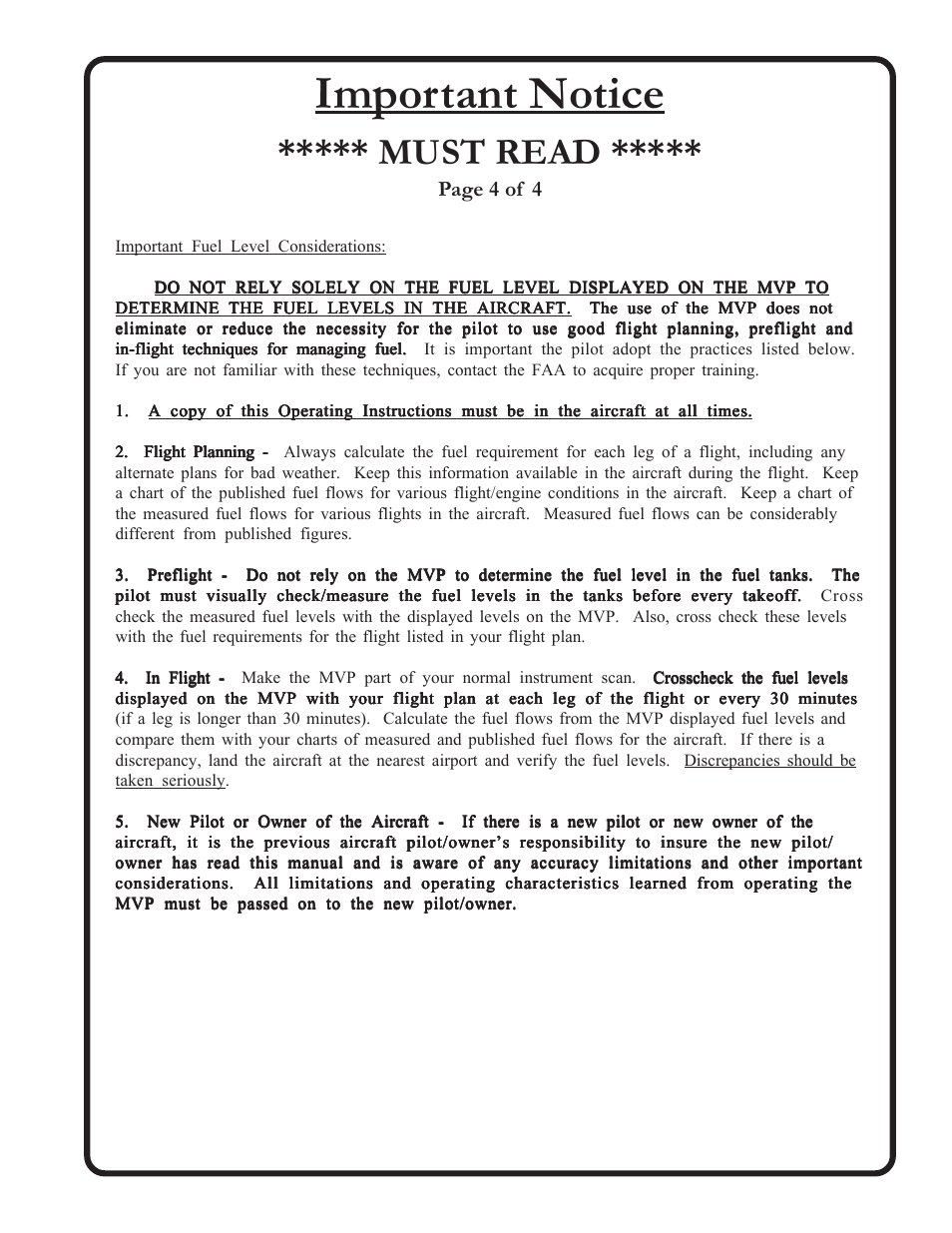 Important notice, Must read | Electronics International MVP-50P User Manual | Page 5 / 84