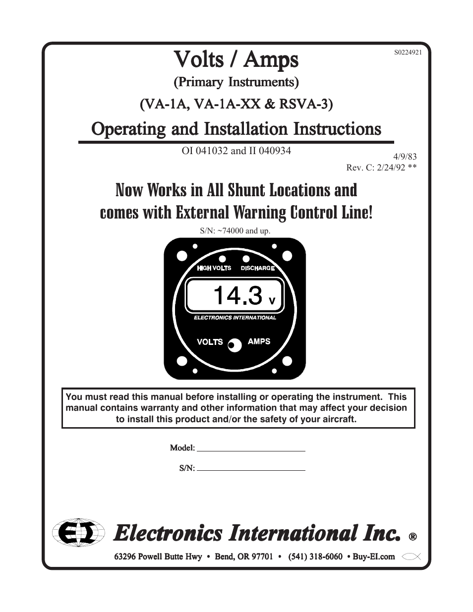 Electronics International VA-1A User Manual | 25 pages