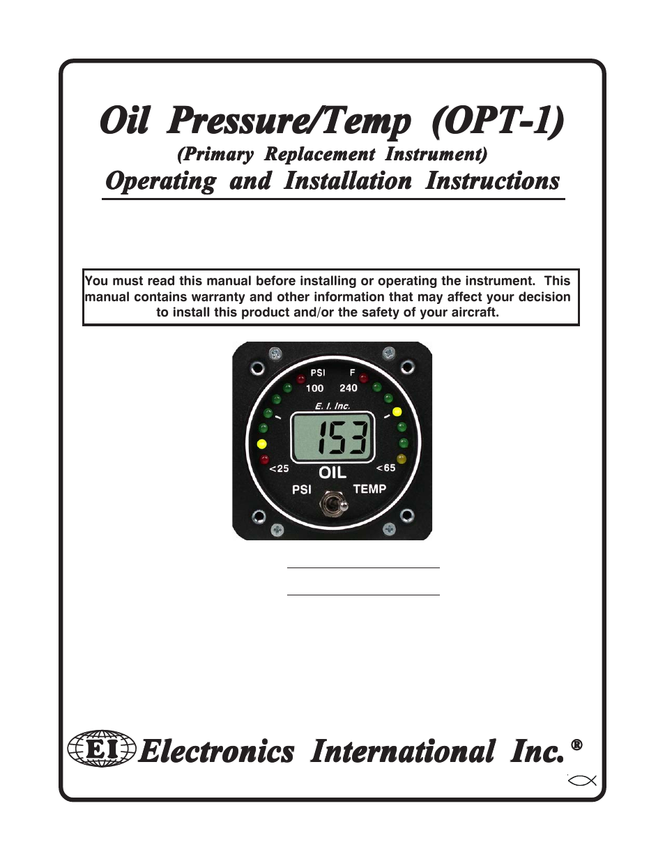 Electronics International OPT-1 User Manual | 14 pages