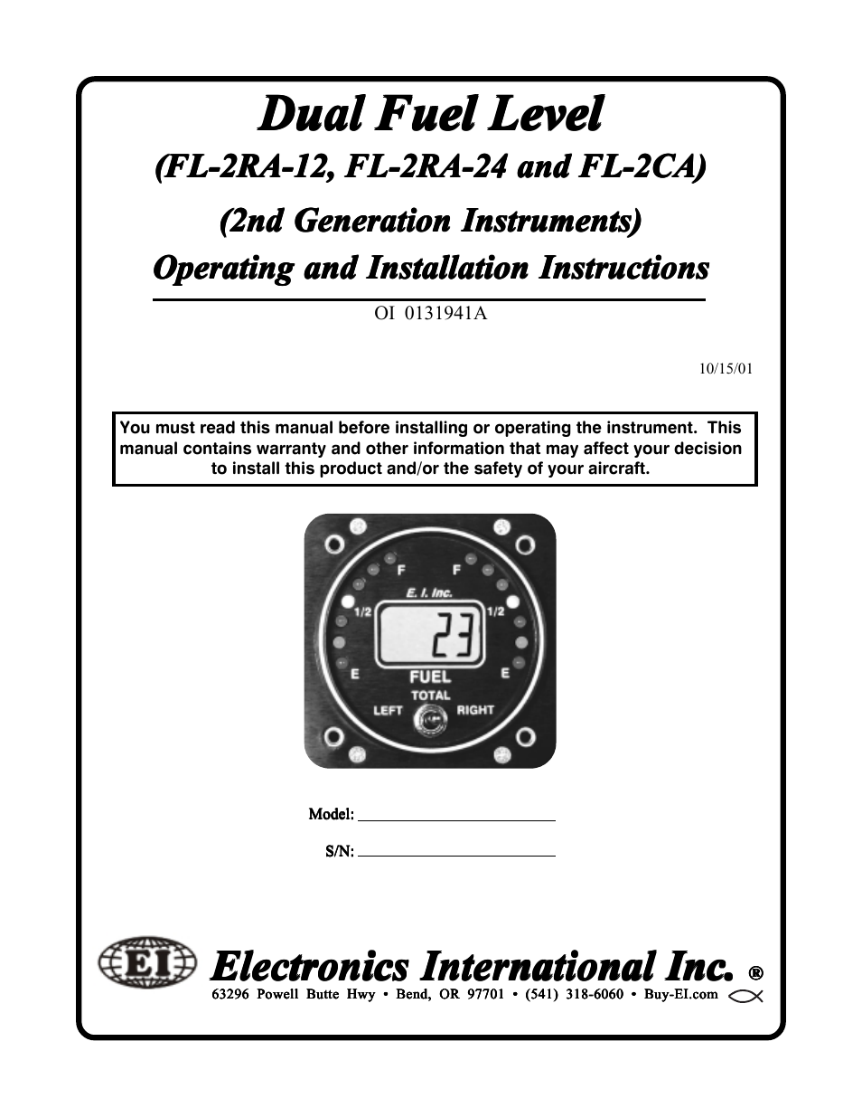 Electronics International FL-2 User Manual | 26 pages