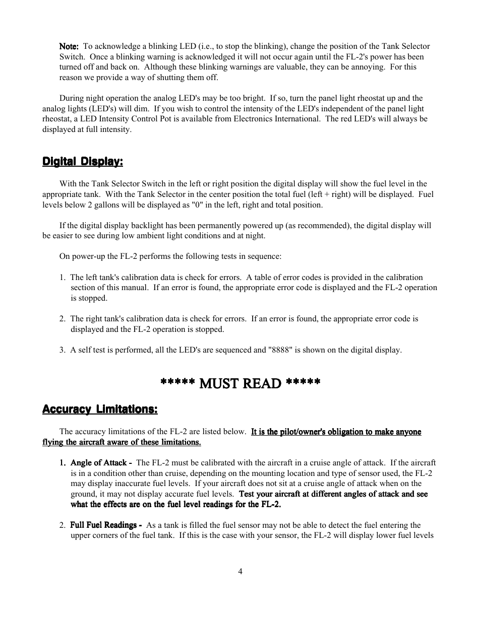 Must read | Electronics International FL-2 User Manual | Page 6 / 26