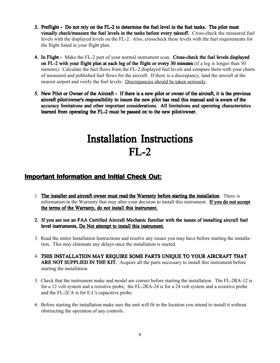 Installation instructions | Electronics International FL-2 User Manual | Page 8 / 26