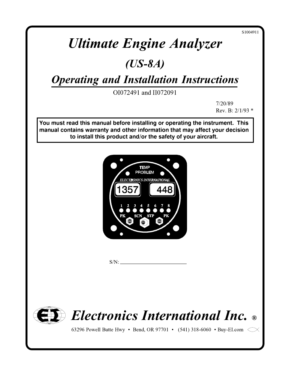 Electronics International US-8A User Manual | 37 pages