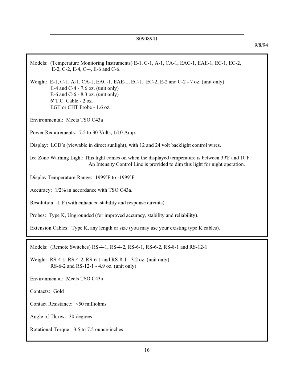 Specifications and operating features | Electronics International CA-1 User Manual | Page 19 / 22