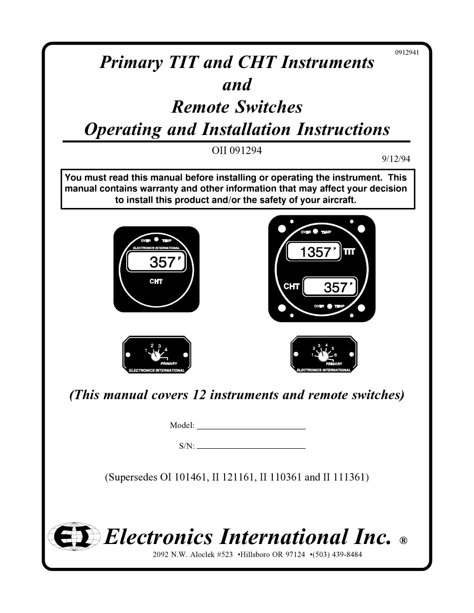 Electronics International TC-1P User Manual | 22 pages