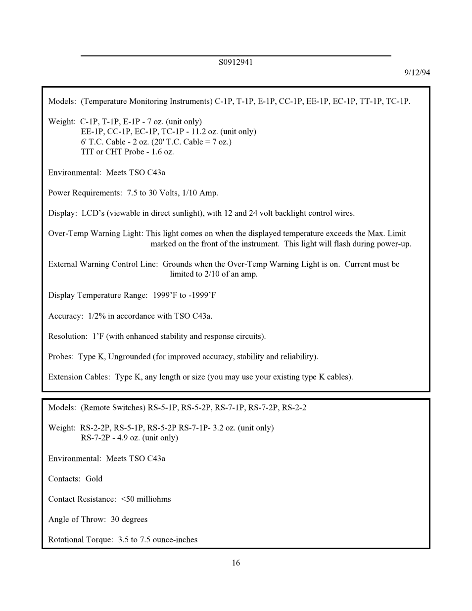 Specifications and operating features | Electronics International TC-1P User Manual | Page 19 / 22