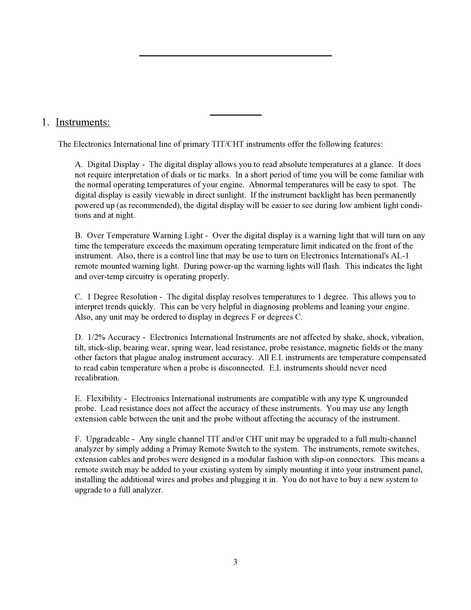 Operating instructions, Features | Electronics International TC-1P User Manual | Page 6 / 22