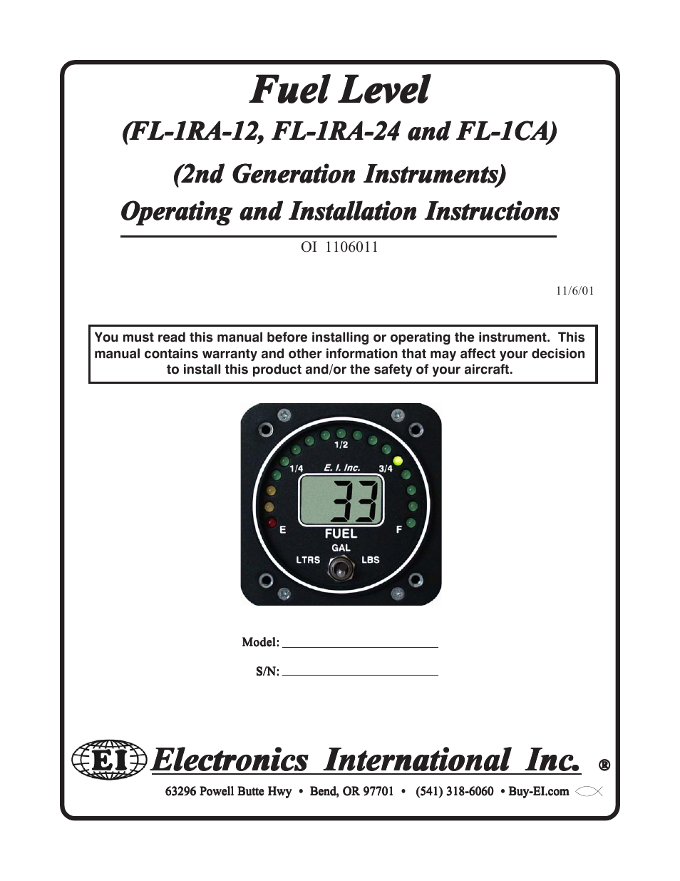 Electronics International FL-1 User Manual | 26 pages