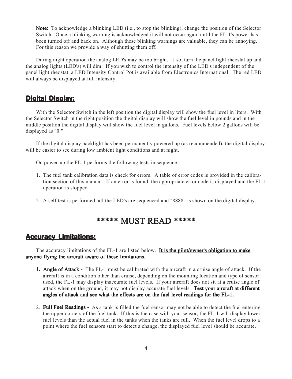 Must read | Electronics International FL-1 User Manual | Page 6 / 26