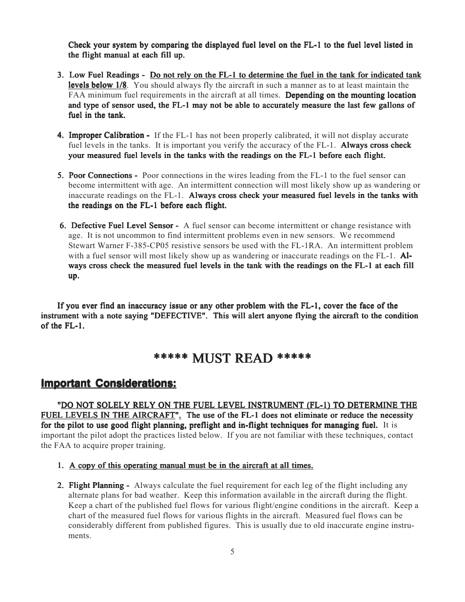 Must read, Important considerations | Electronics International FL-1 User Manual | Page 7 / 26