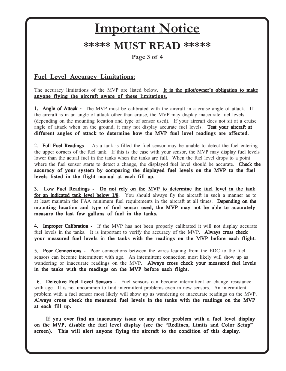 Important notice, Must read | Electronics International MVP-50T User Manual | Page 4 / 77