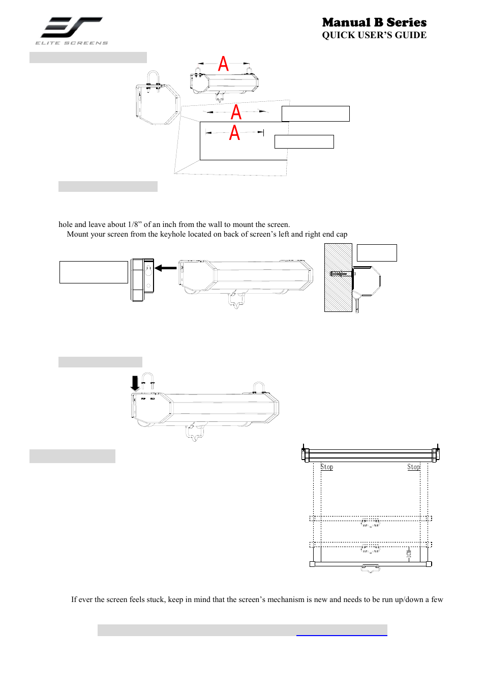 Elite Screens Manual B Series User Manual | 2 pages