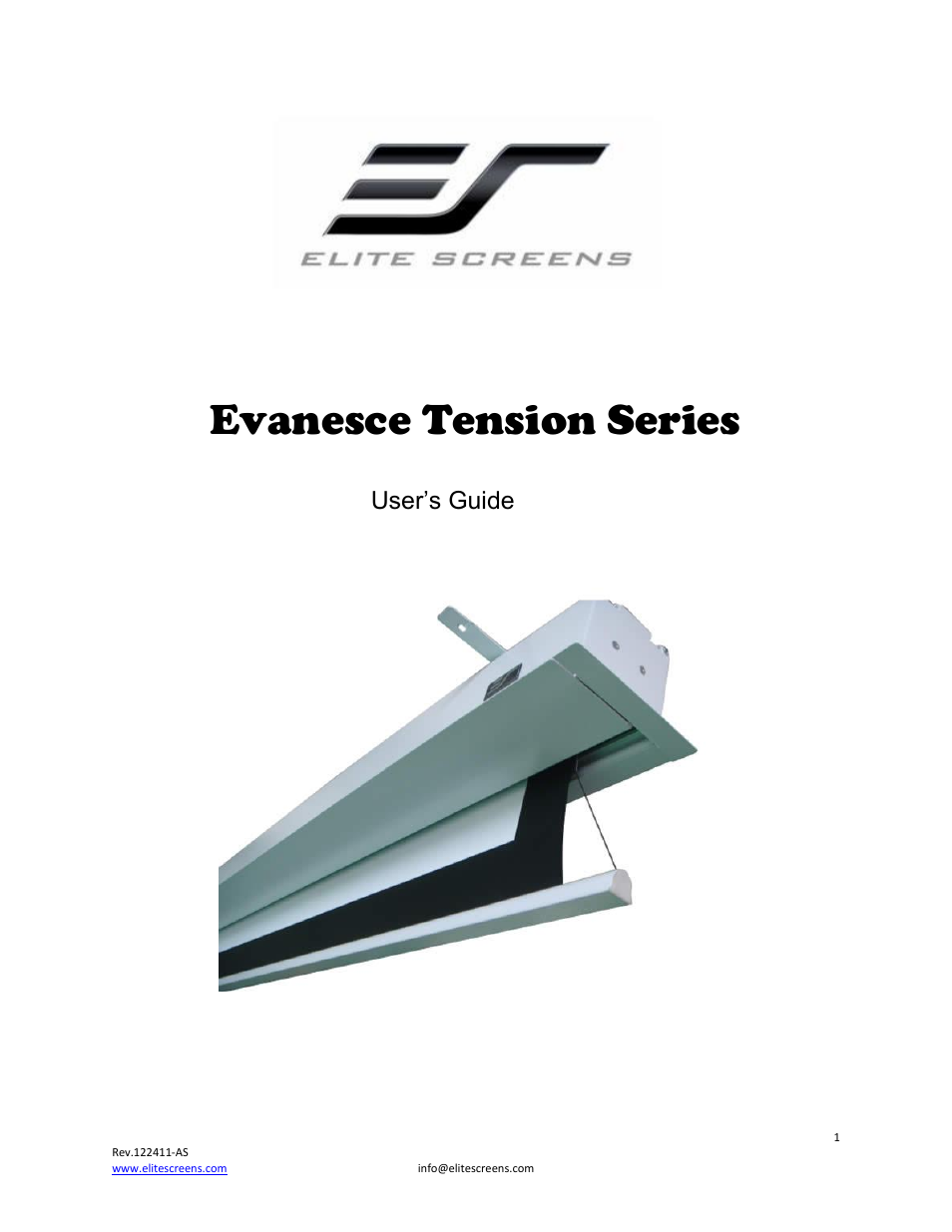 Elite Screens Evanesce Tension (U.S) User Manual | 12 pages