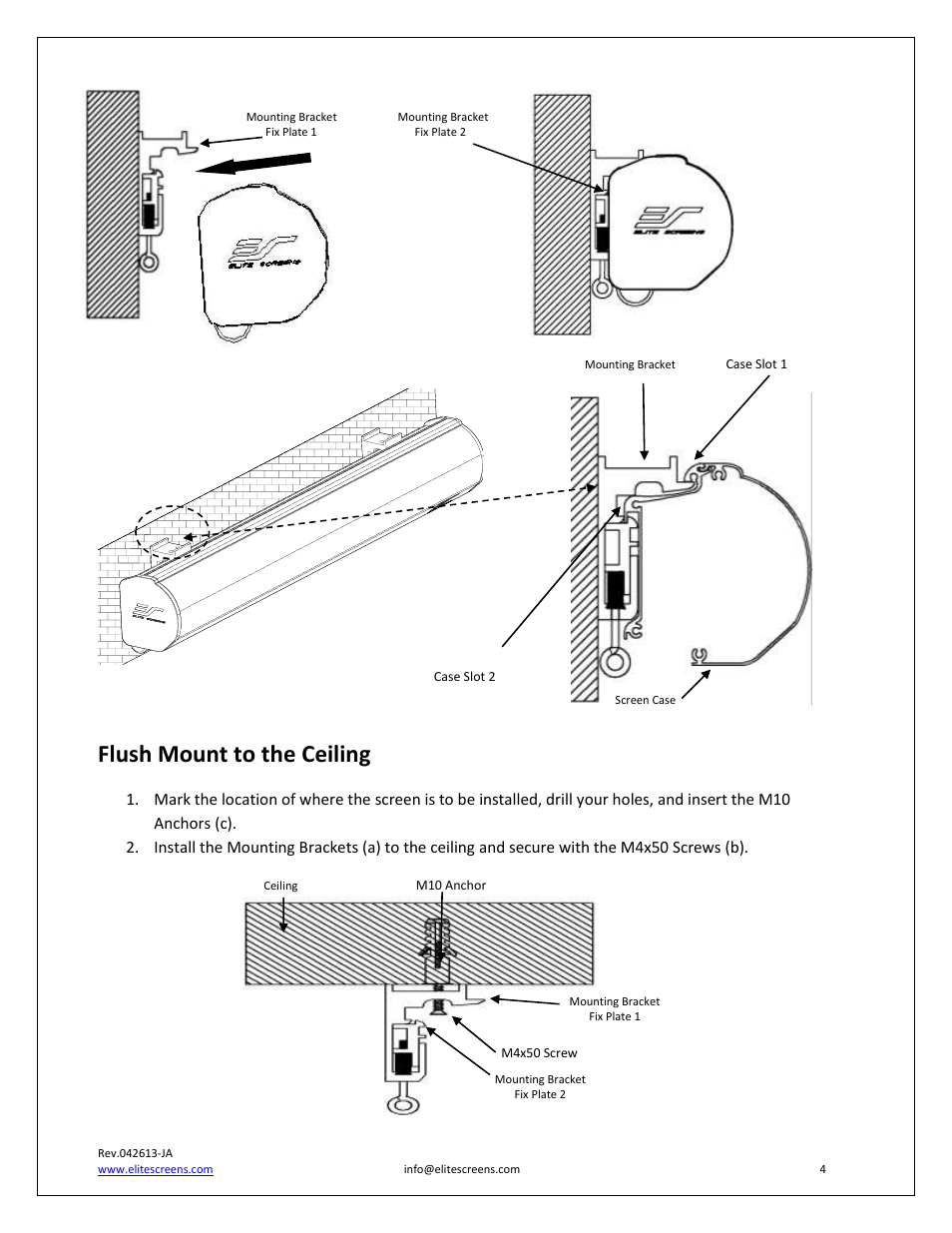 Flush mount to the ceiling | Elite Screens Spectrum2 Series User Manual | Page 4 / 7