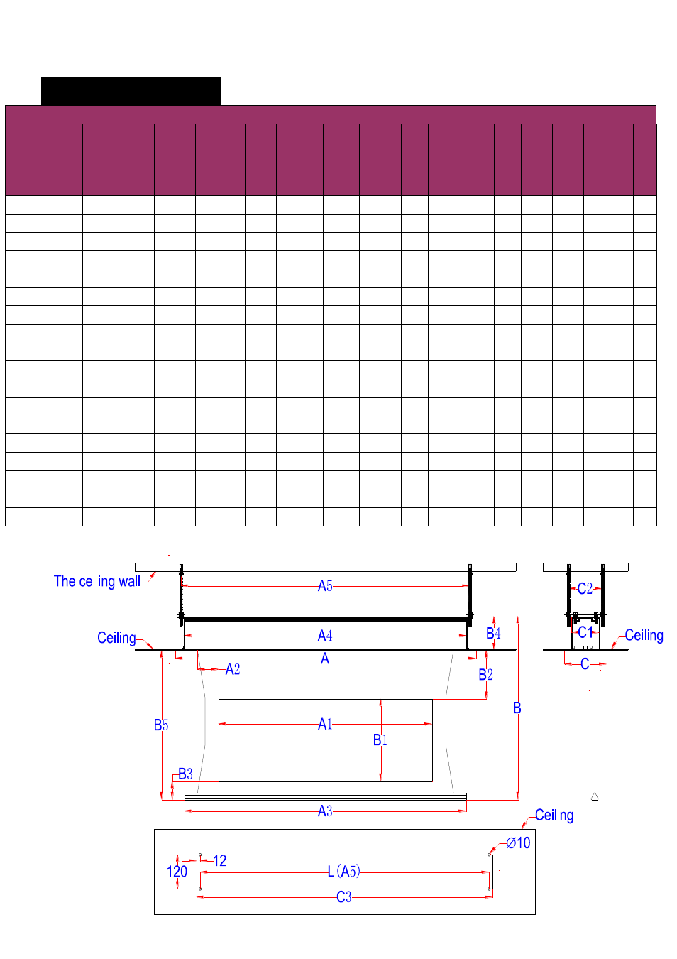 Screen size table | Elite Screens Evanesce Tension (EU) User Manual | Page 9 / 10