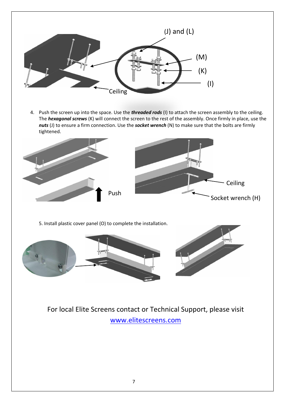 J) and (l), I) (k) (m) | Elite Screens Evanesce Series User Manual | Page 7 / 7