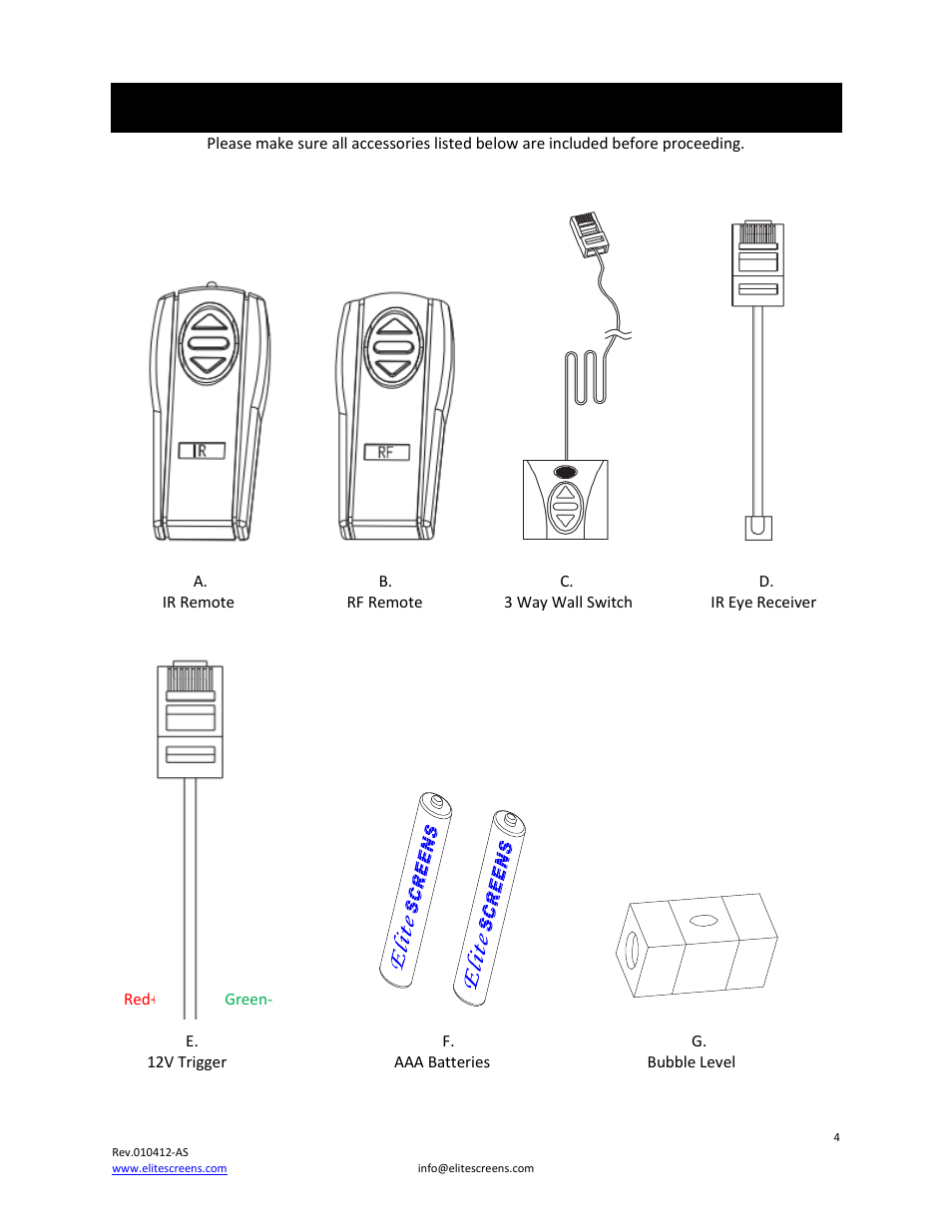 Accessories for home 2 series | Elite Screens Home2 Series User Manual | Page 4 / 9