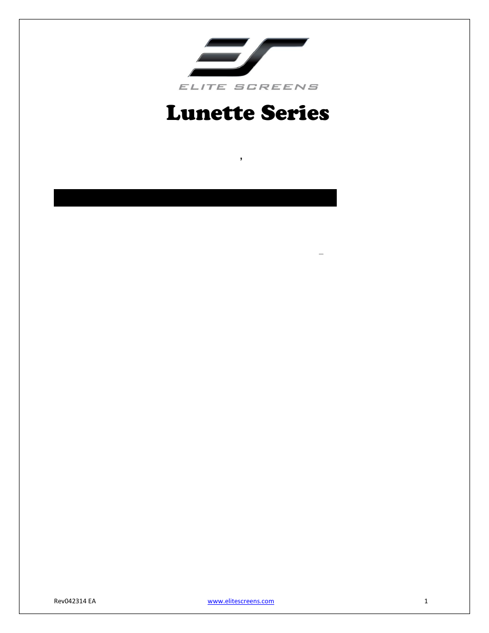 Elite Screens Lunette Series User Manual | 9 pages