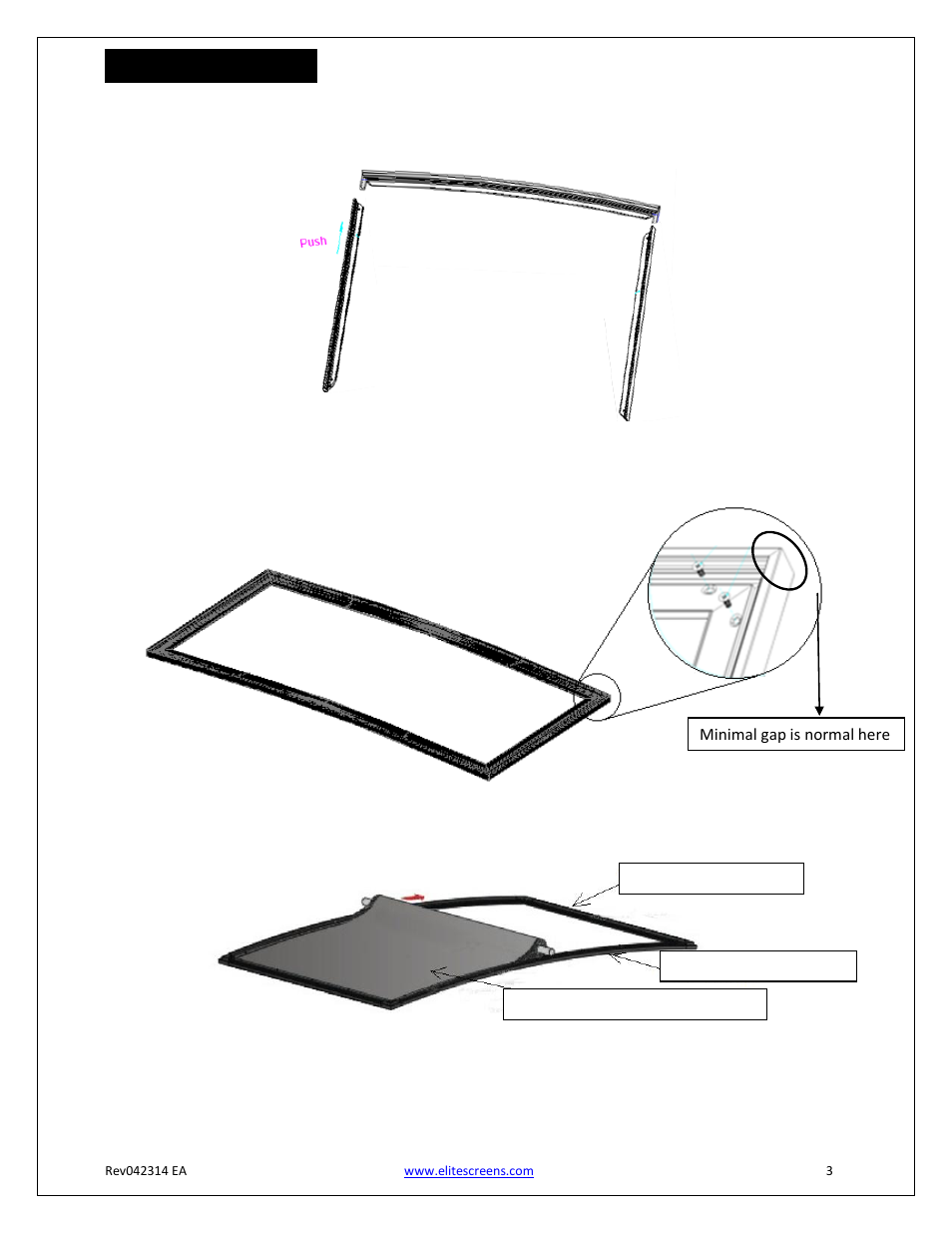 Frame assembly | Elite Screens Lunette Series User Manual | Page 3 / 9