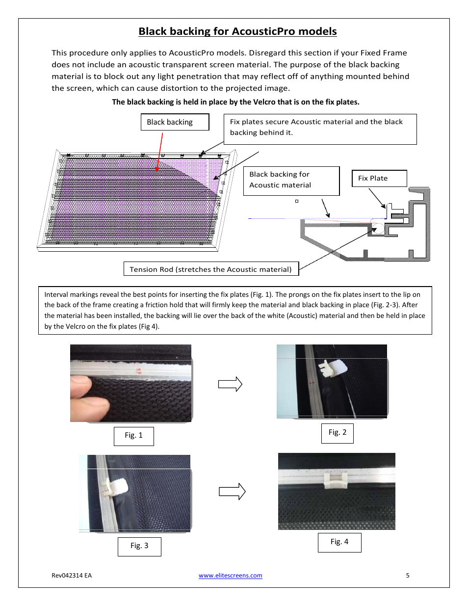 Black backing for acousticpro models | Elite Screens Lunette Series User Manual | Page 5 / 9