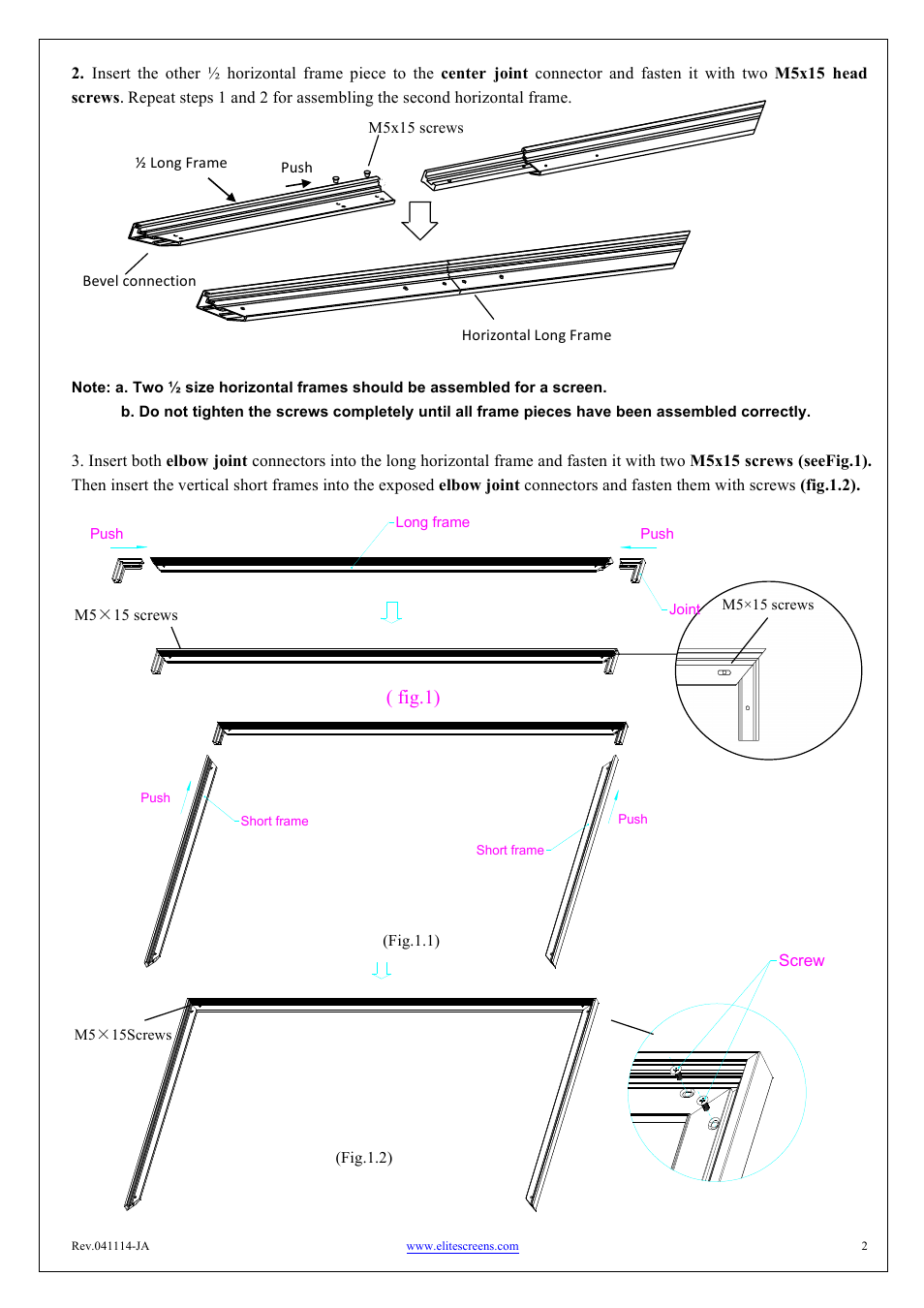 Fig.3), Fig.1) | Elite Screens ezFrame2 Series User Manual | Page 2 / 7