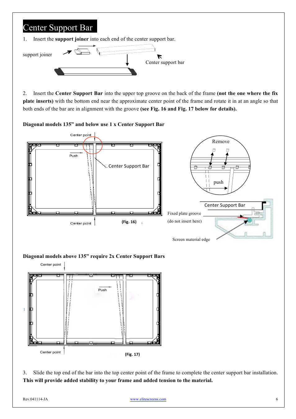 Center support bar d | Elite Screens ezFrame2 Series User Manual | Page 6 / 7