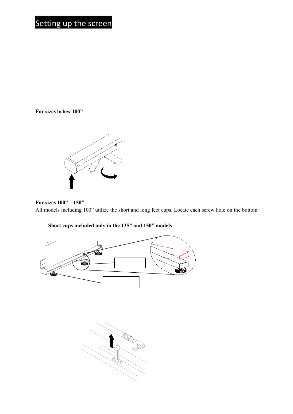 Setting up the screen, Extend the base feet | Elite Screens ezCinema Series User Manual | Page 3 / 7