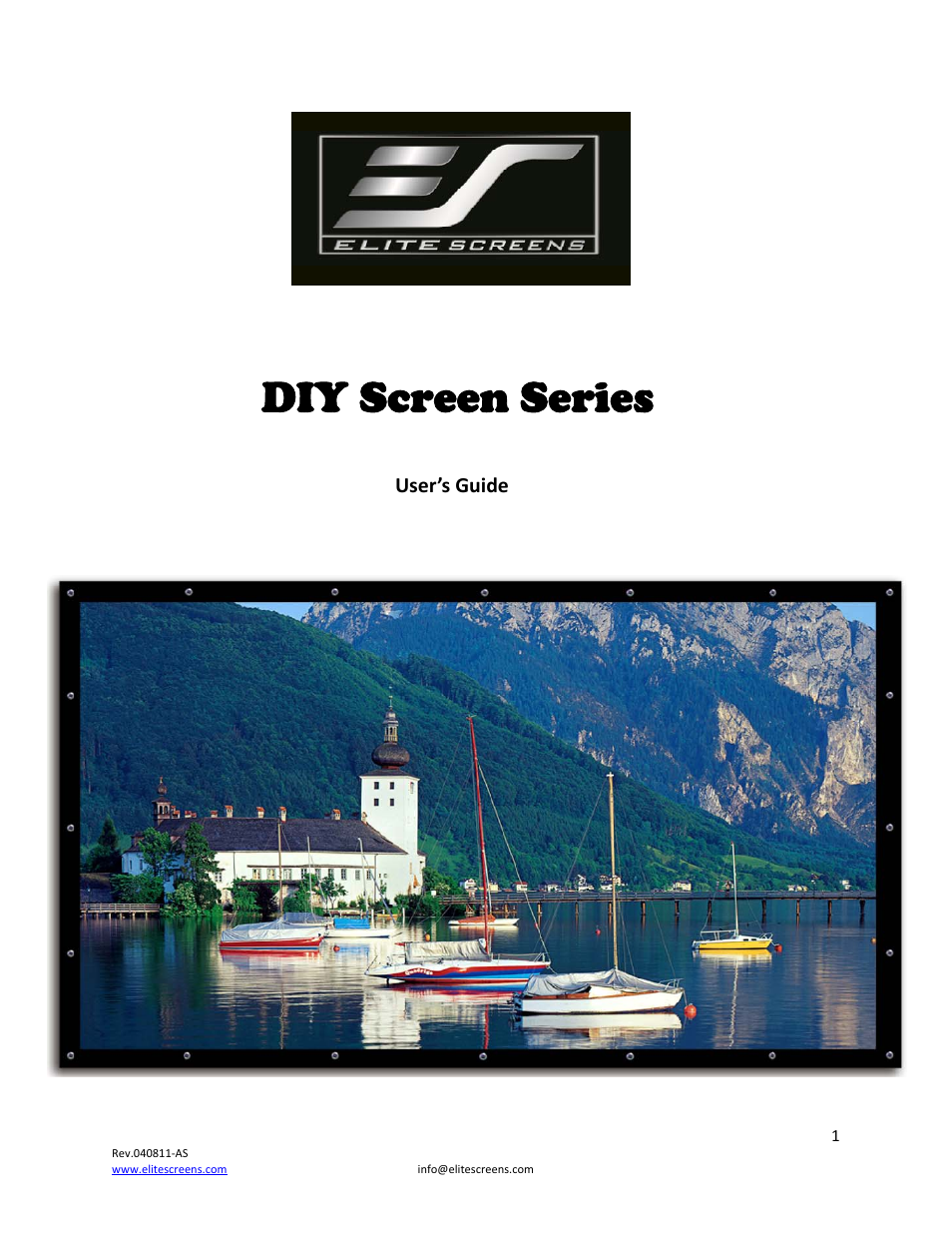 Elite Screens DIY Rear Series User Manual | 6 pages