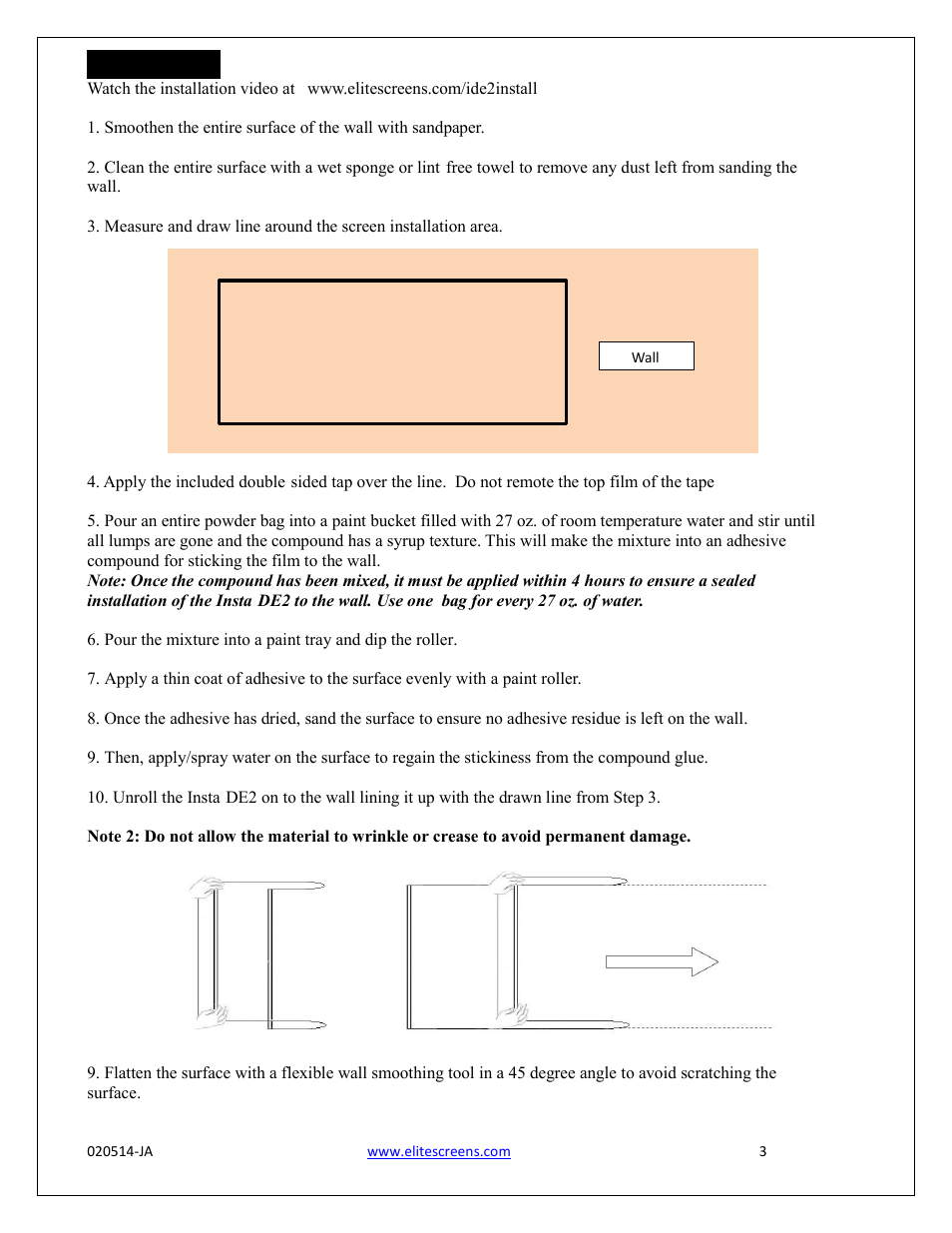 Installation | Elite Screens Insta-DE2 User Manual | Page 3 / 5
