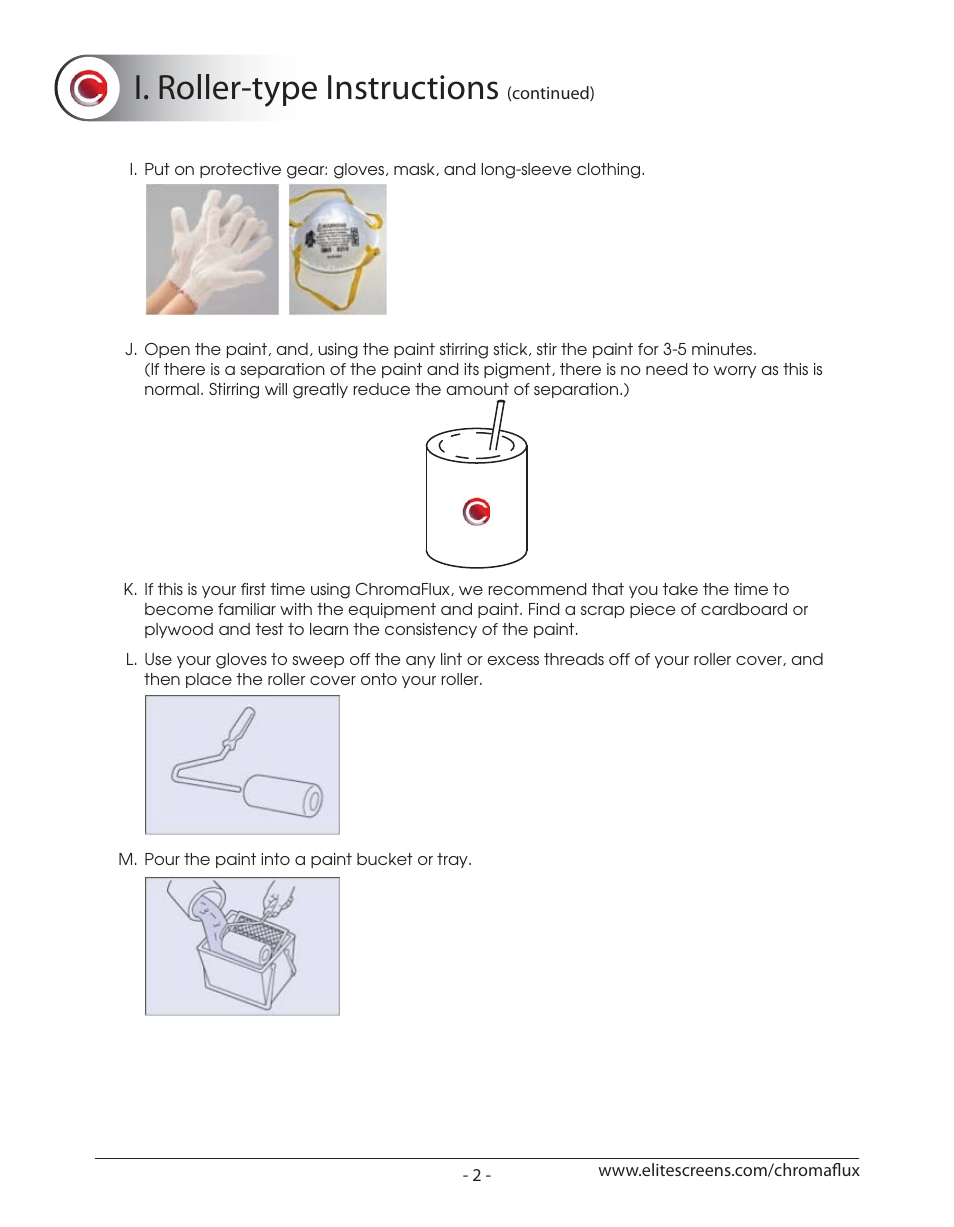 Chromaflux_p02, I. roller-type instructions | Elite Screens ChromaFlux (Standard) User Manual | Page 4 / 17