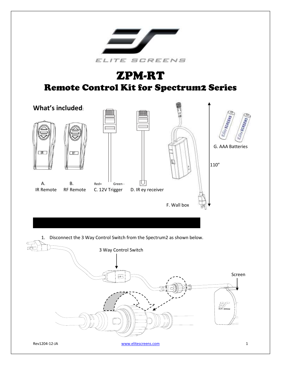 Elite Screens ZPM-RT User Manual | 3 pages