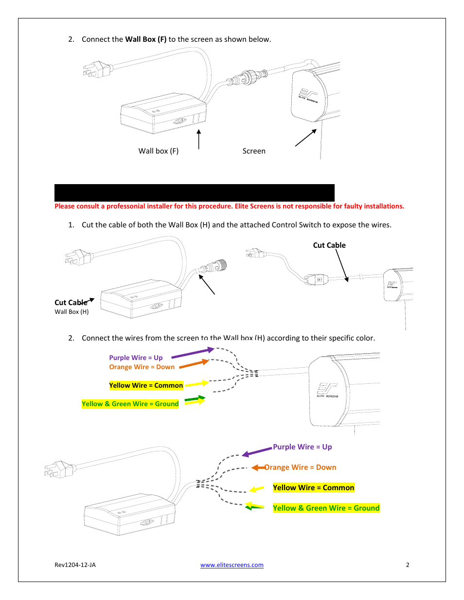 Zpm-rt installation & control instructions 2 | Elite Screens ZPM-RT User Manual | Page 2 / 3