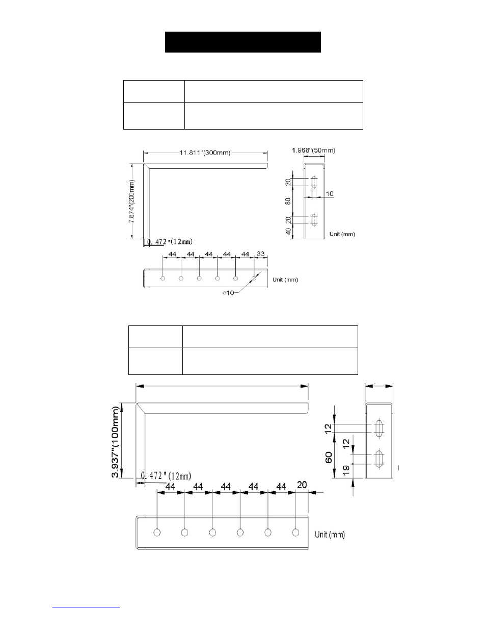 Dimensions chart and drawings | Elite Screens ZHOMELB12-8 User Manual | Page 2 / 6