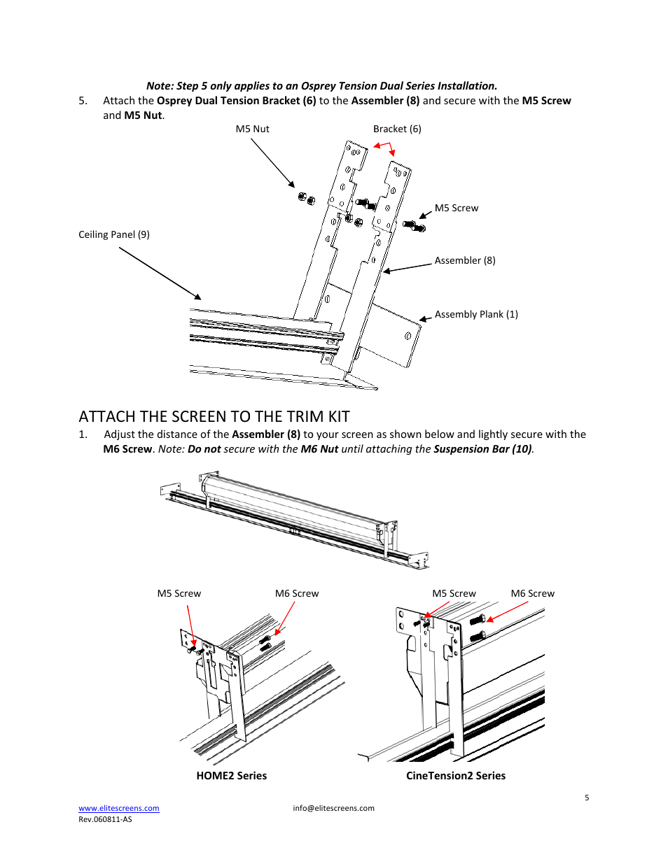 Attac, H the sc, Creen to | O the trim, M kit | Elite Screens ZCU5 User Manual | Page 5 / 10