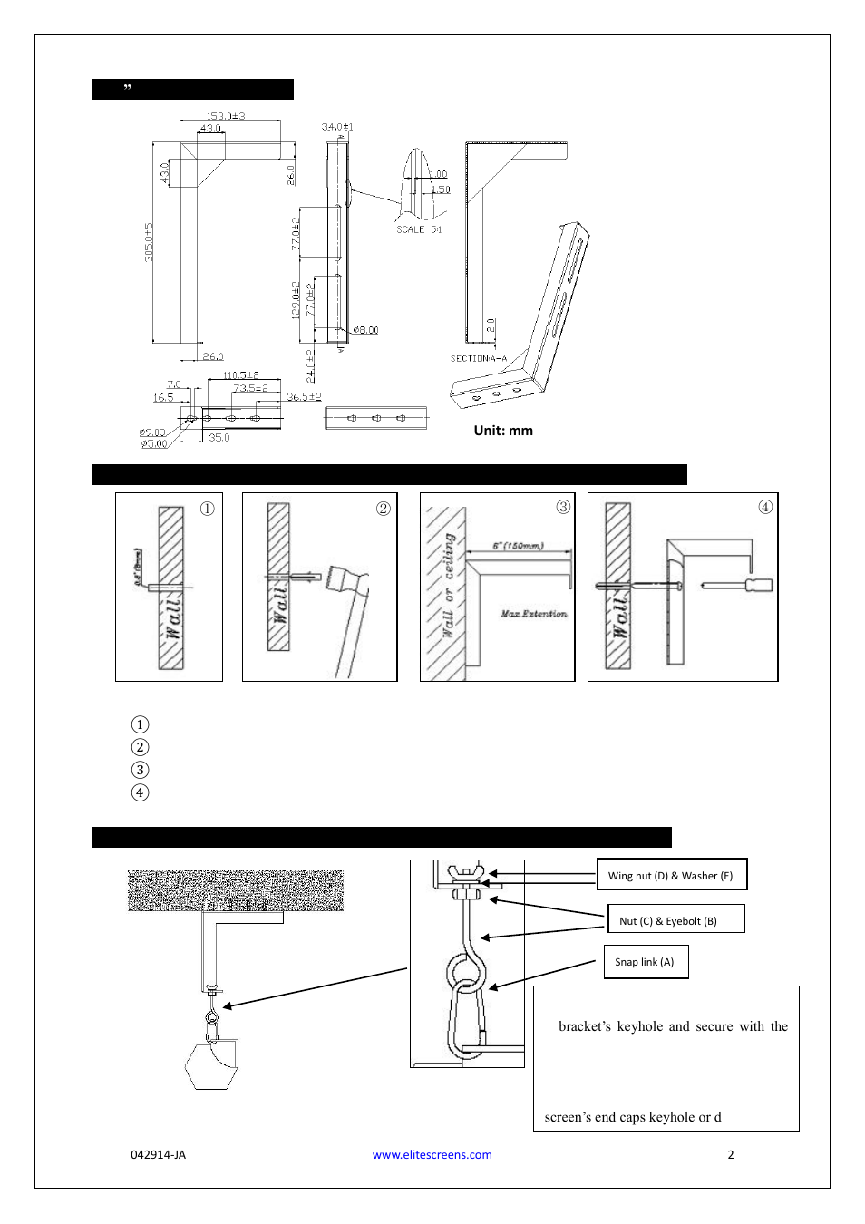 Elite Screens ZVMAXLB6-W User Manual | Page 2 / 3