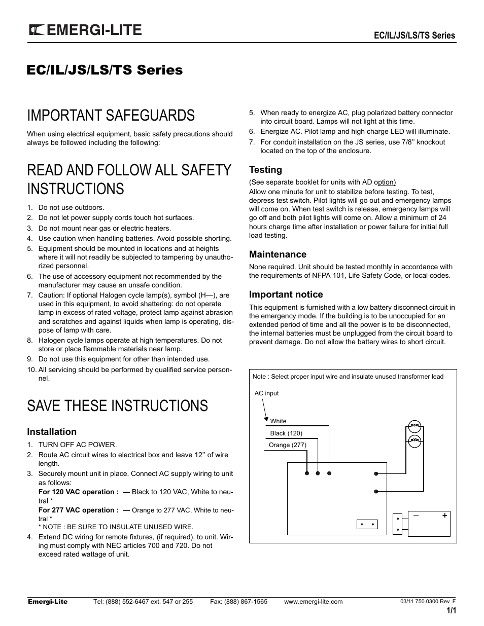 Emergi-Lite ECC and ECM Series User Manual | 1 page