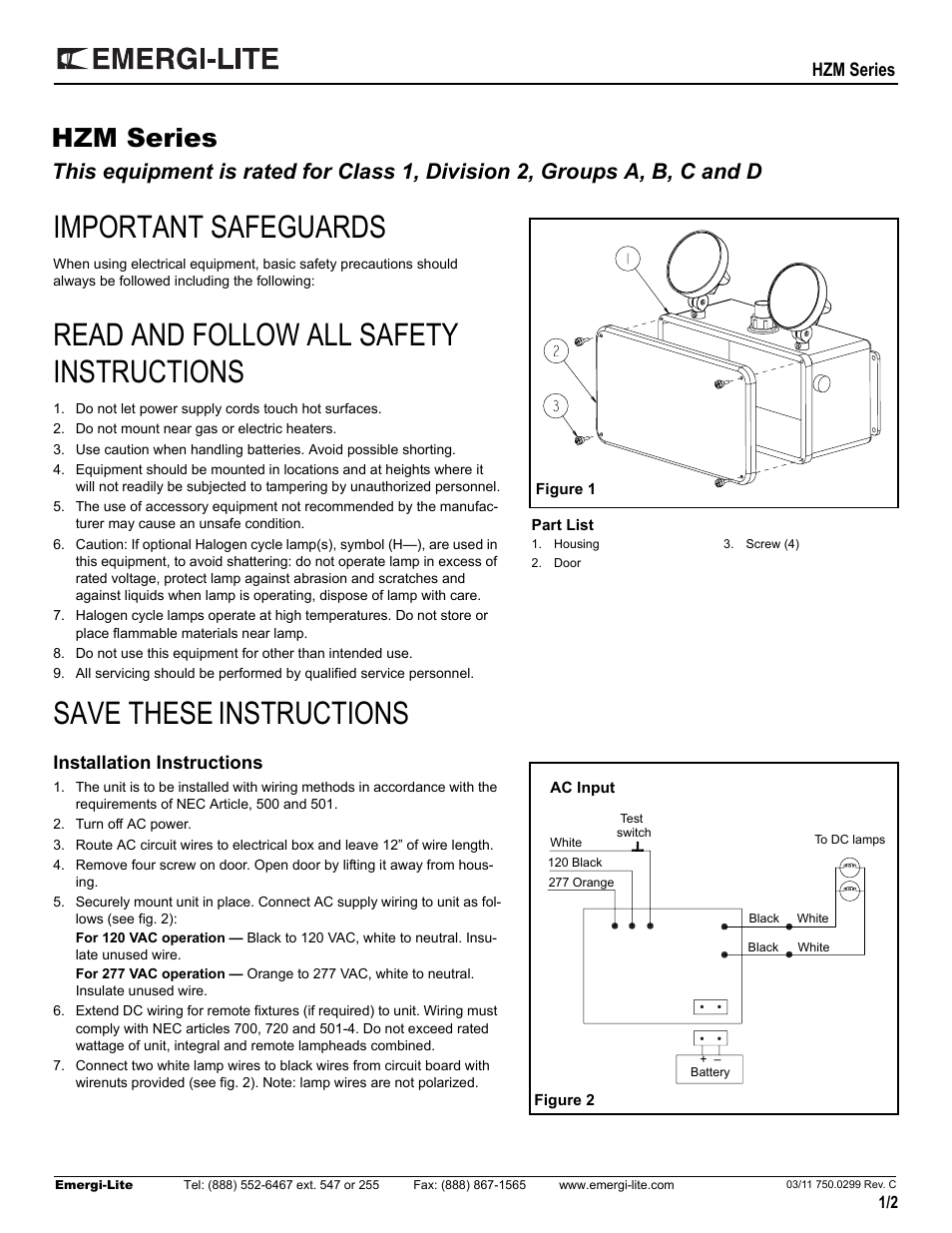 Emergi-Lite HZM Series User Manual | 2 pages