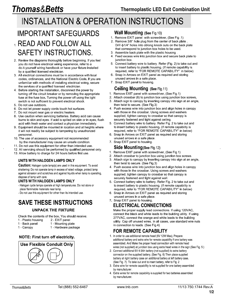 Emergi-Lite ELX400 SQ Series (Escort II) User Manual | 2 pages