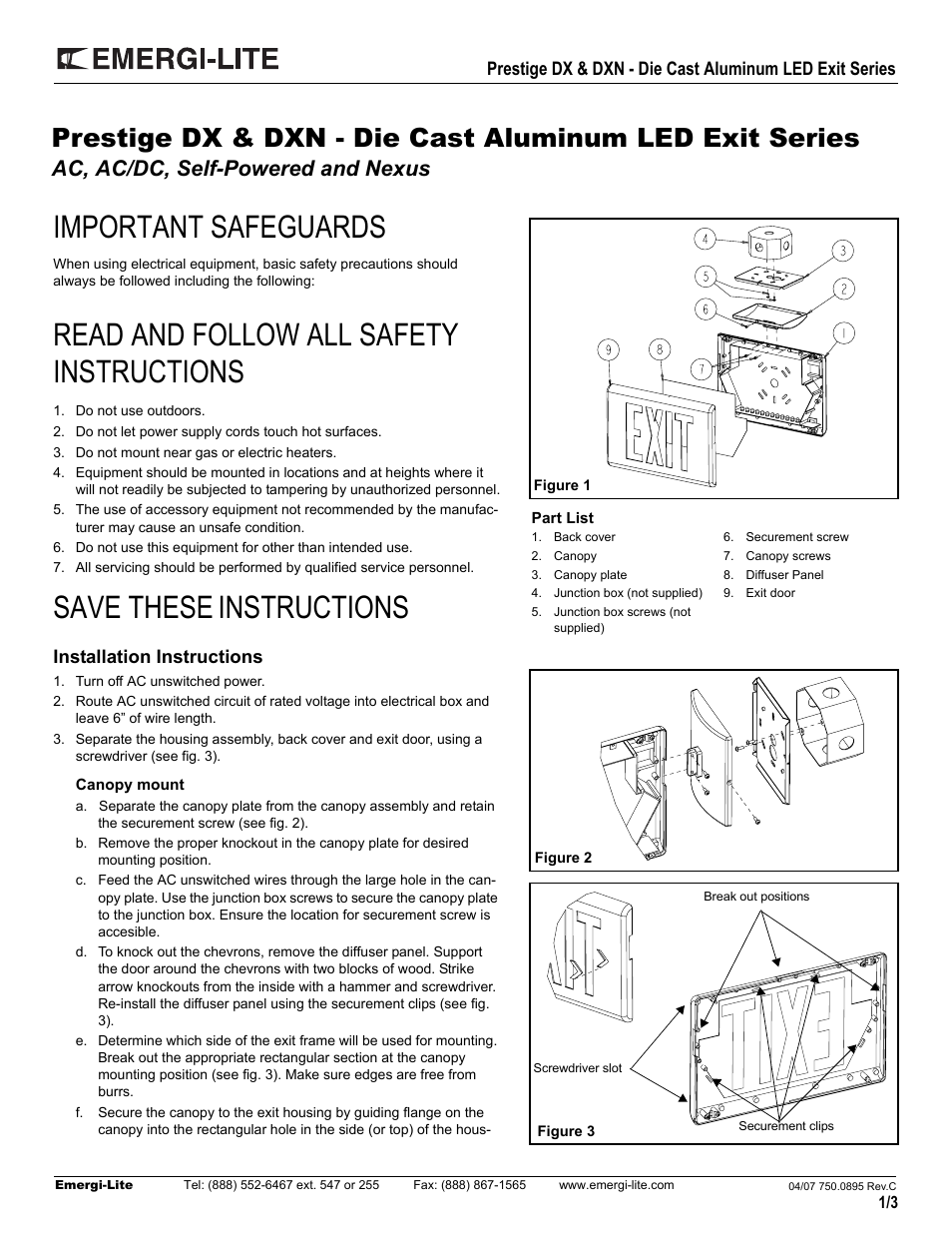 Emergi-Lite Prestige DX Series User Manual | 4 pages