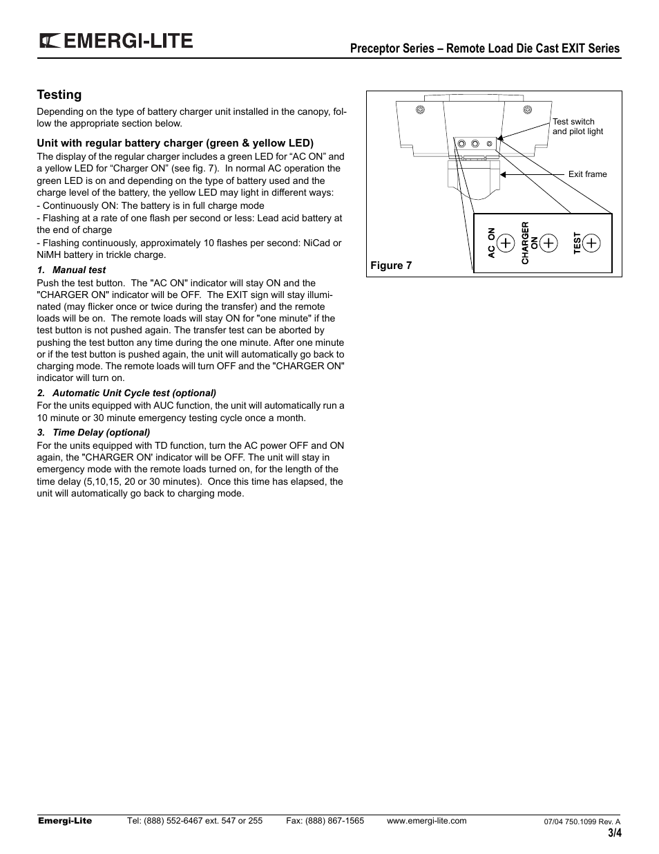 Testing | Emergi-Lite Preceptor Remote Capacity Series User Manual | Page 3 / 4
