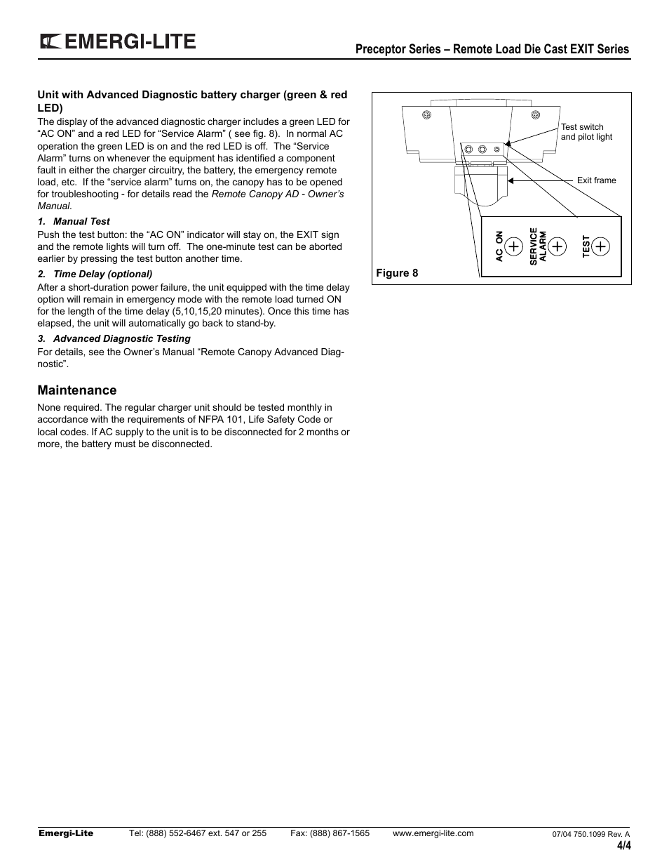Maintenance | Emergi-Lite Preceptor Remote Capacity Series User Manual | Page 4 / 4