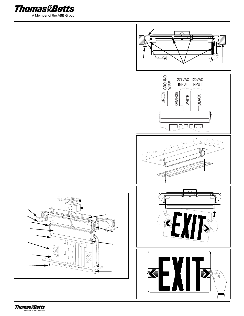 Universal recessed and surface mount led exit sign, Recessed wall mount, Recessed ceiling and wall mount assemble | Emergi-Lite Total Edge Series User Manual | Page 2 / 4