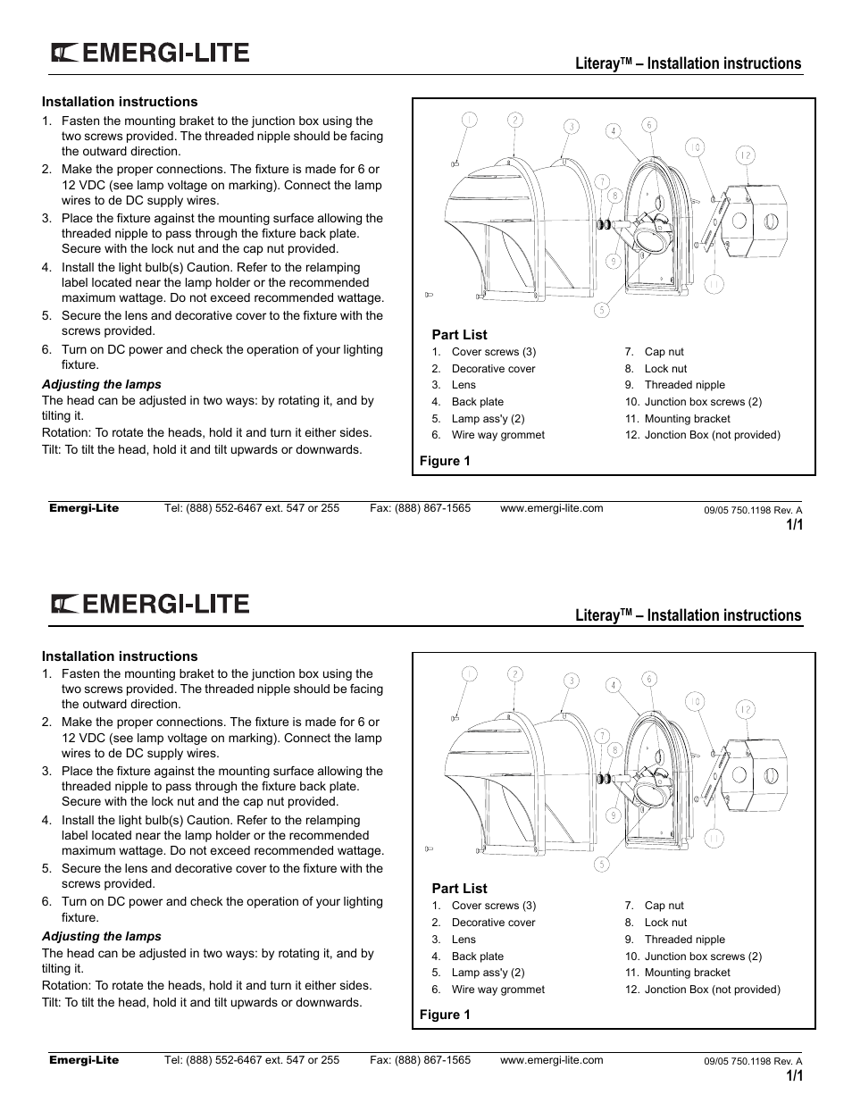 Emergi-Lite Literay Series User Manual | 1 page