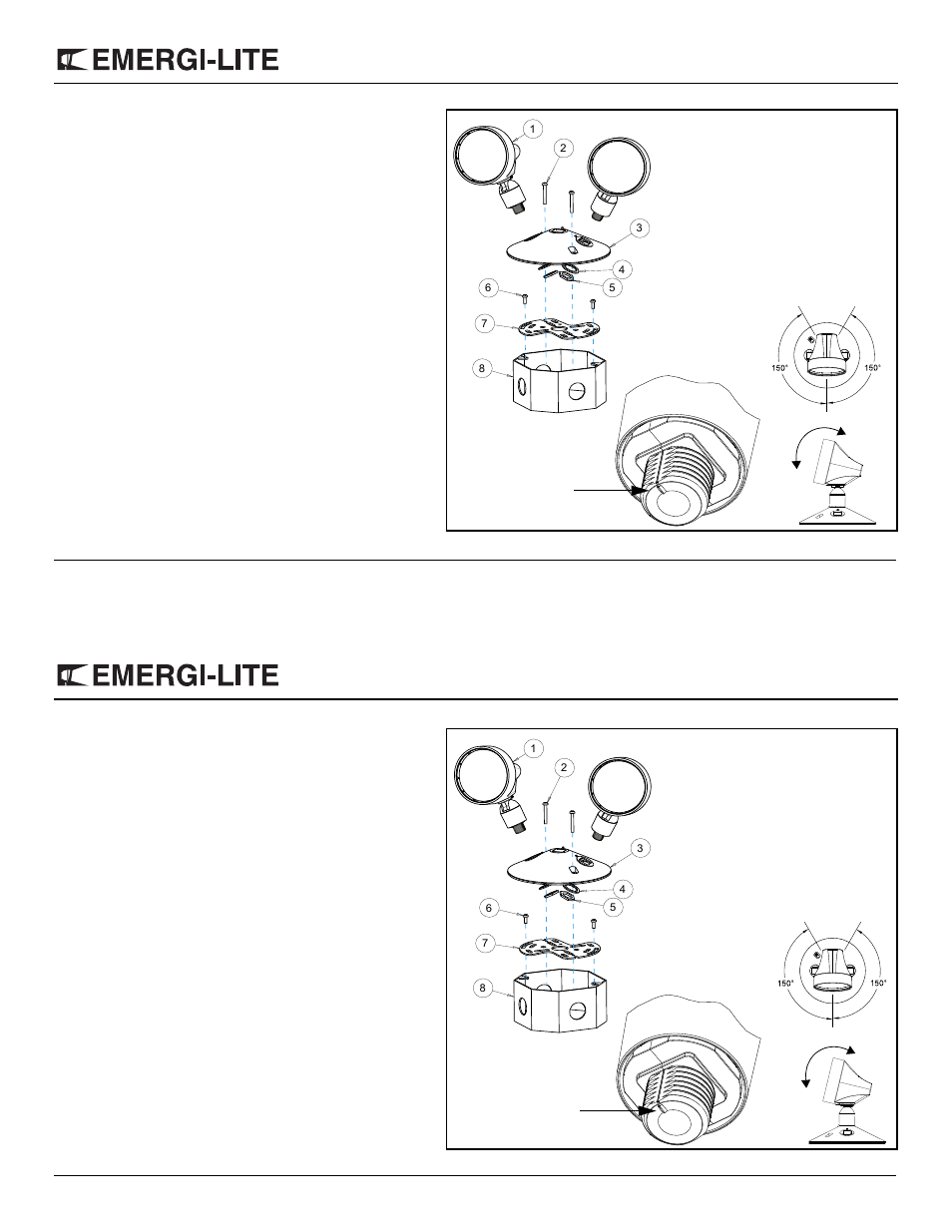 Remote heads – installation instructions | Emergi-Lite Surface Mounted EF10D Series User Manual | Page 2 / 2