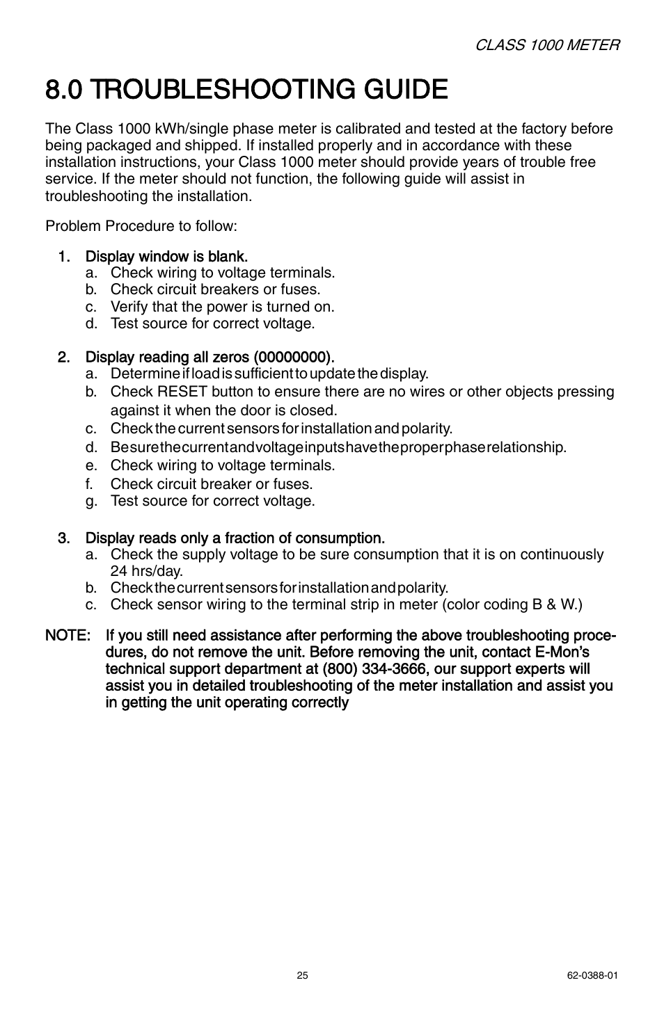 0 troubleshooting guide | E-Mon E10-2277200JKIT User Manual | Page 25 / 32
