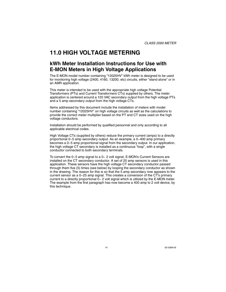 0 high voltage metering | E-Mon E20-6003200J-D-KIT User Manual | Page 41 / 52
