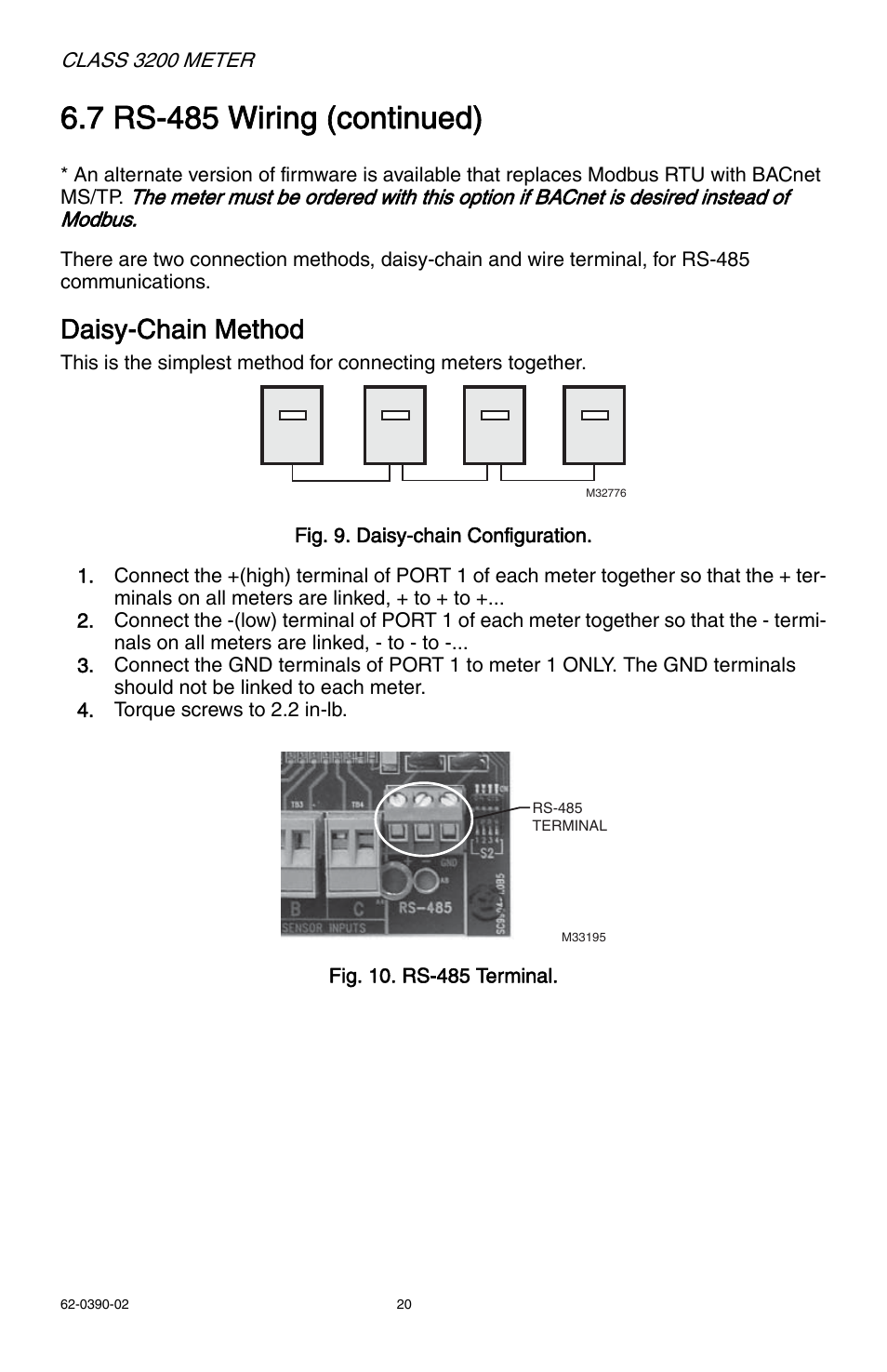 7 rs-485 wiring (continued), Daisy-chain method | E-Mon E32-6003200REZ7KIT User Manual | Page 20 / 52