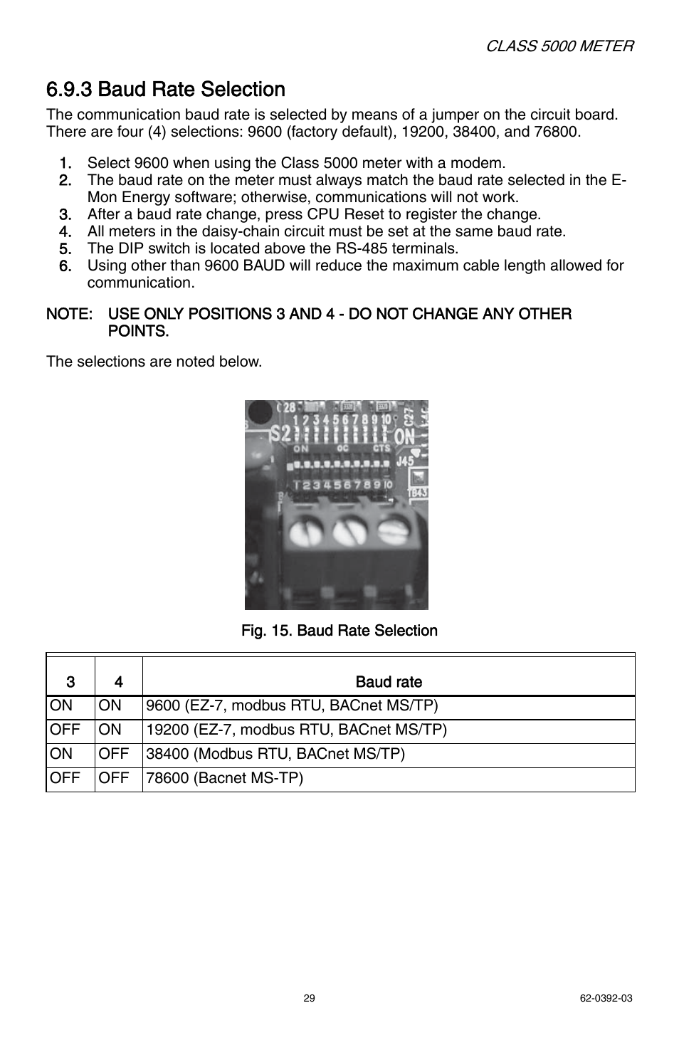 3 baud rate selection | E-Mon E50-6003200R*KIT User Manual | Page 29 / 64